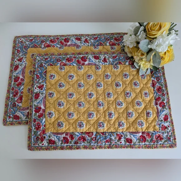 Pierre Deux Vintage French Provincial Quilted Placemats Set 2 Provence Country - Picture 2 of 14